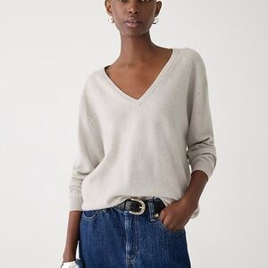 J Crew Boyfriend V Neck Cashmere Sweater- Large